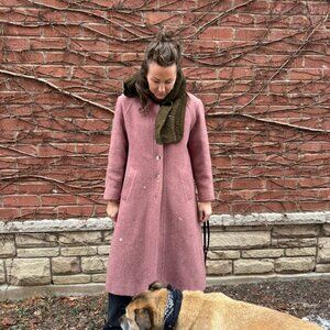 Dusty Rose Womens Vintage Wool & Mohair Pea Coat